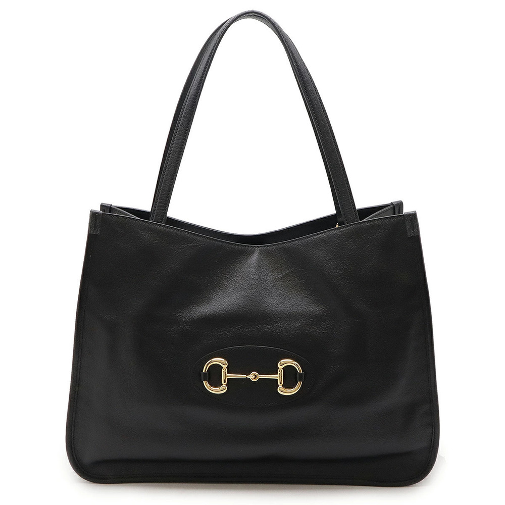 Gucci Horsebit Tote Bag Shoulder Hobo Leather Black